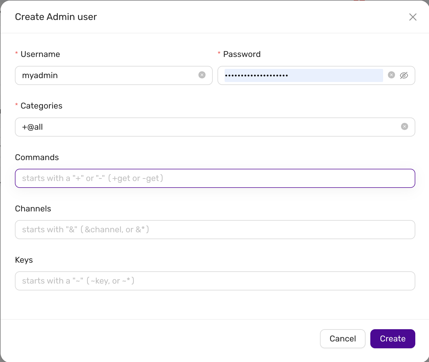 create admin user