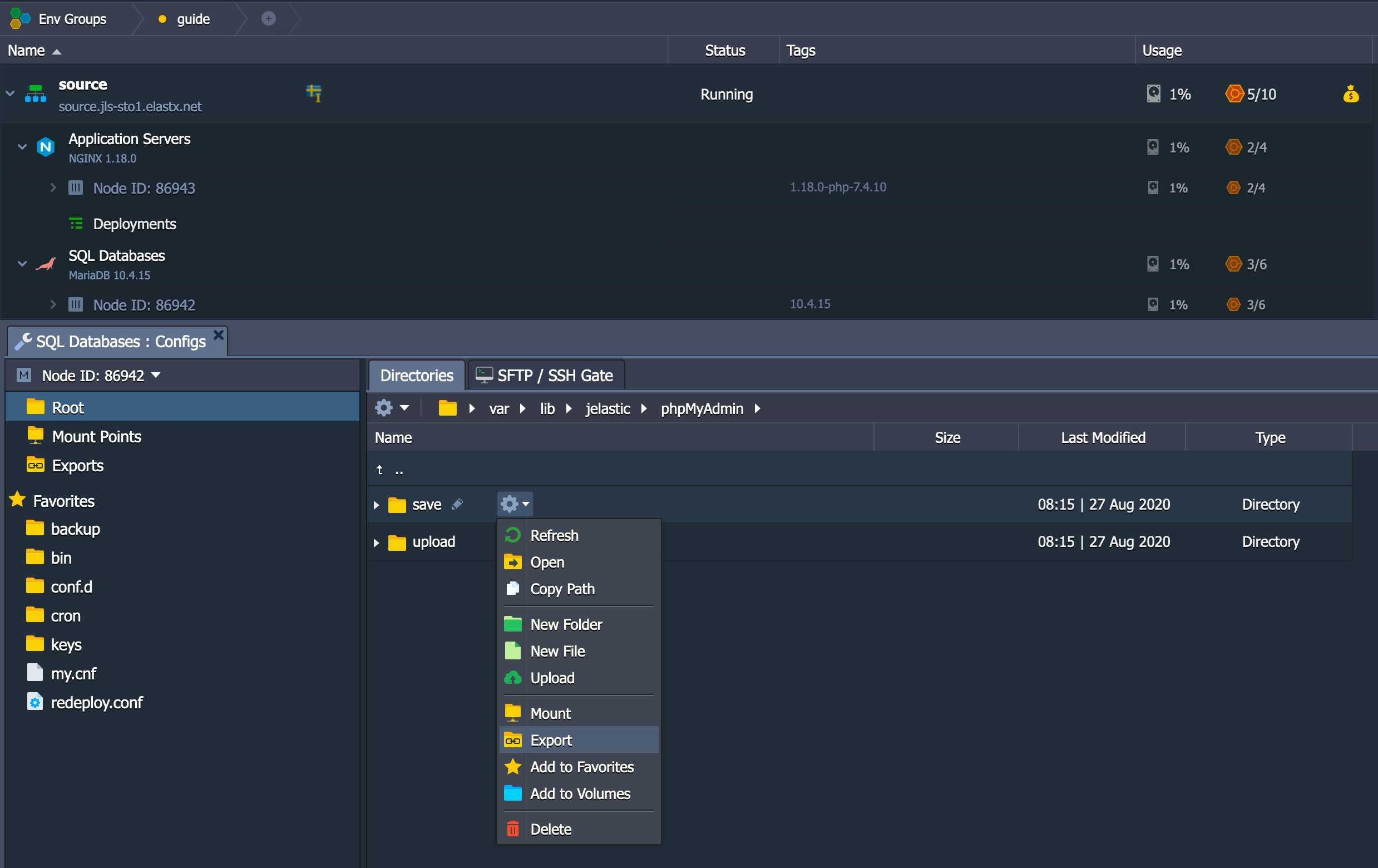 Export-folder